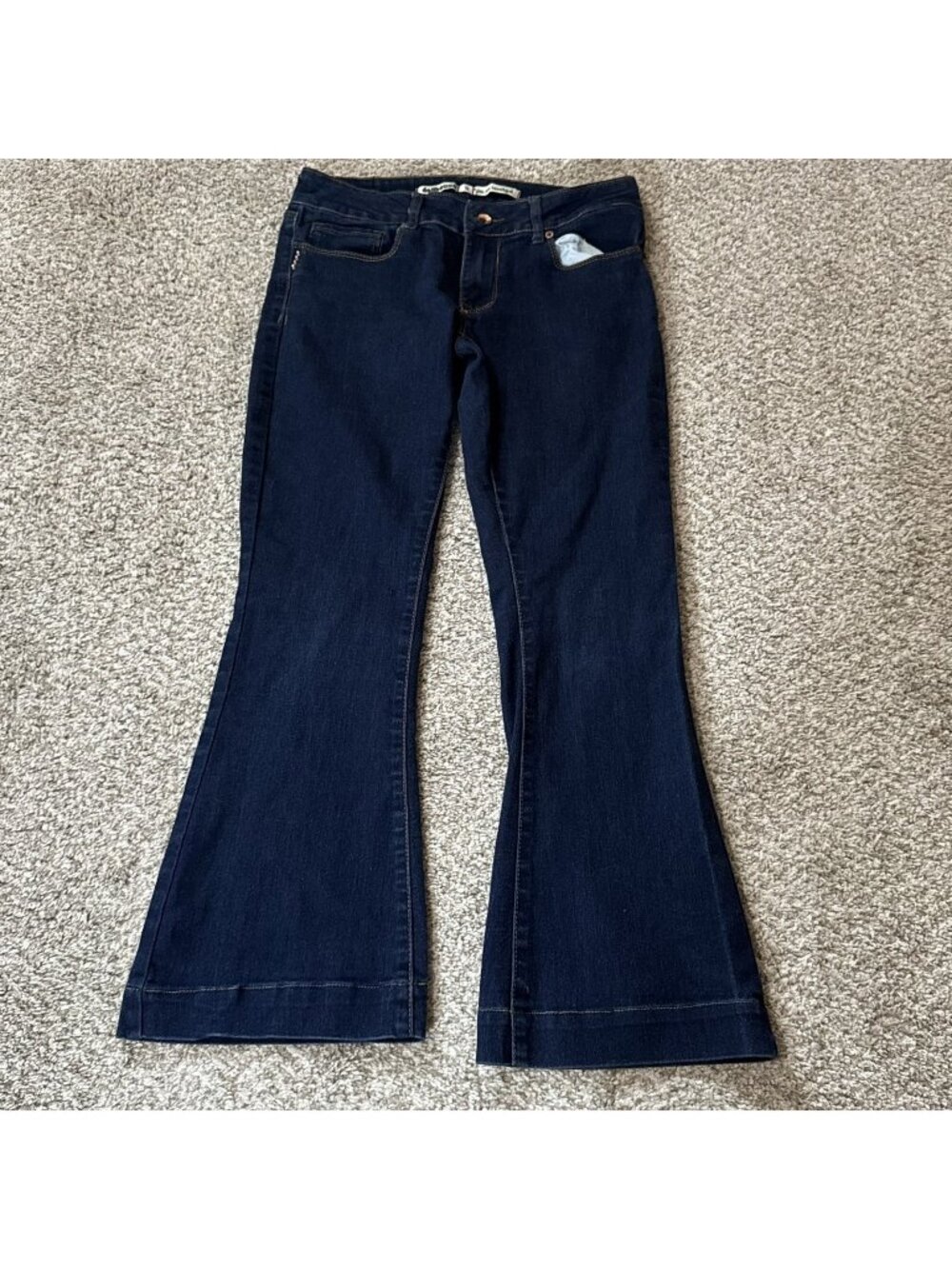 Dollhouse Jeans Women's Dark Wash Flare Stretch Bell Bottom Denim Blue